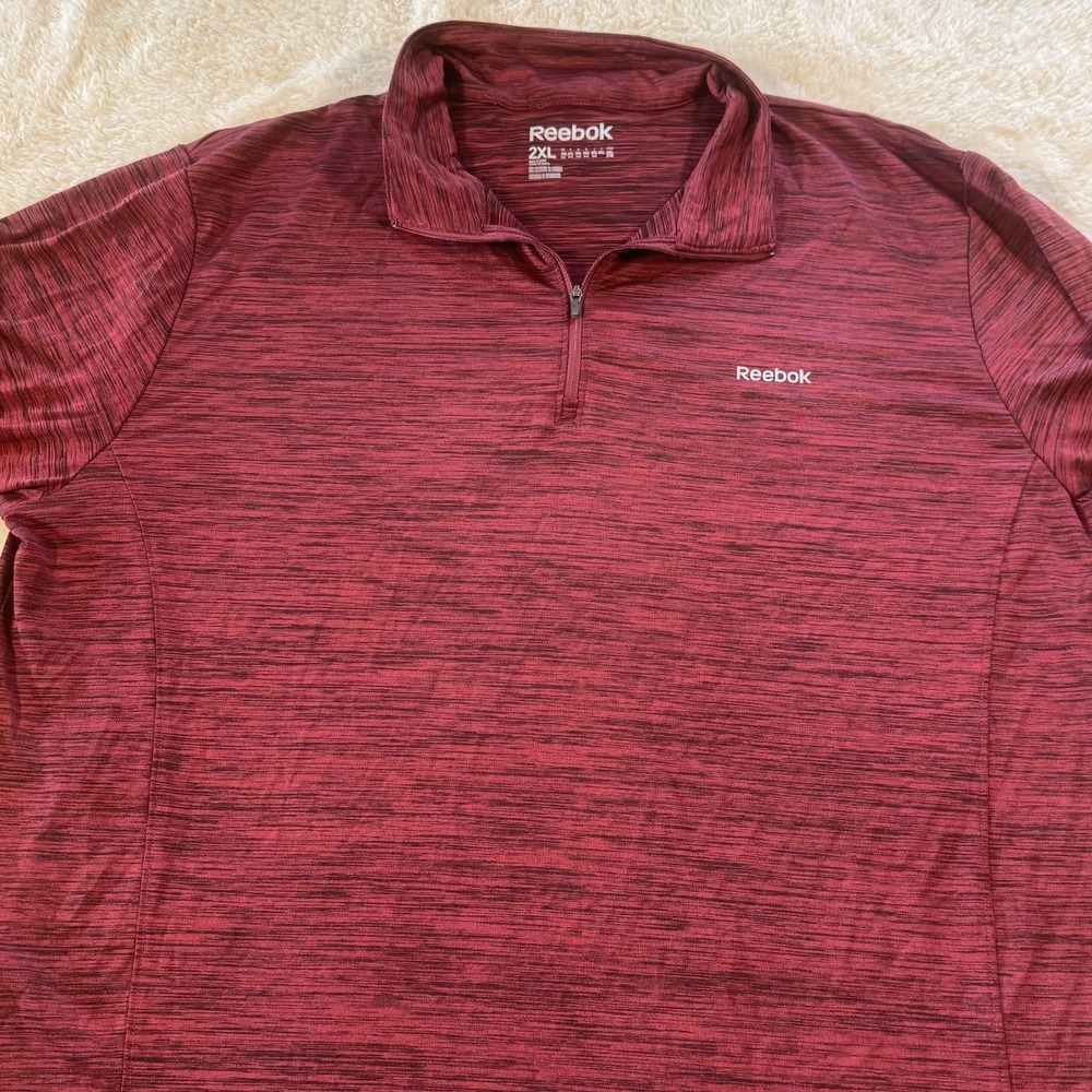 Y2K Reebok 1/4 Zip Pullover Shirt Mens 2XL Red Athletic Long Sleeve